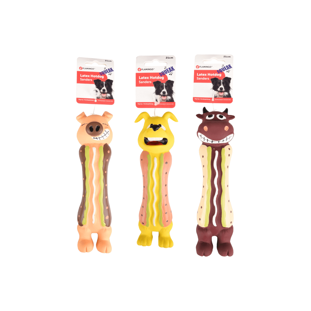 Flamingo Dog Toy Latex Hot Dog 21cm
