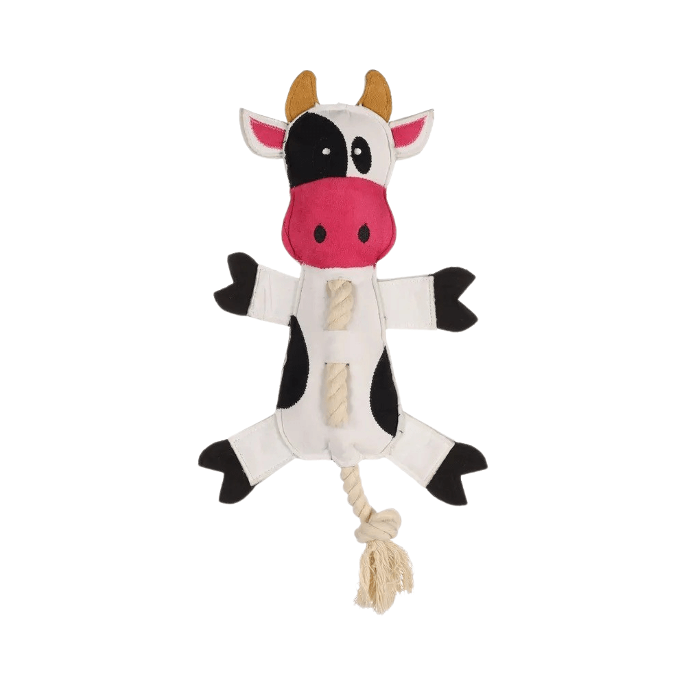 Flamingo Dog Toy Charda Cow + Rope White 21X45X41cm