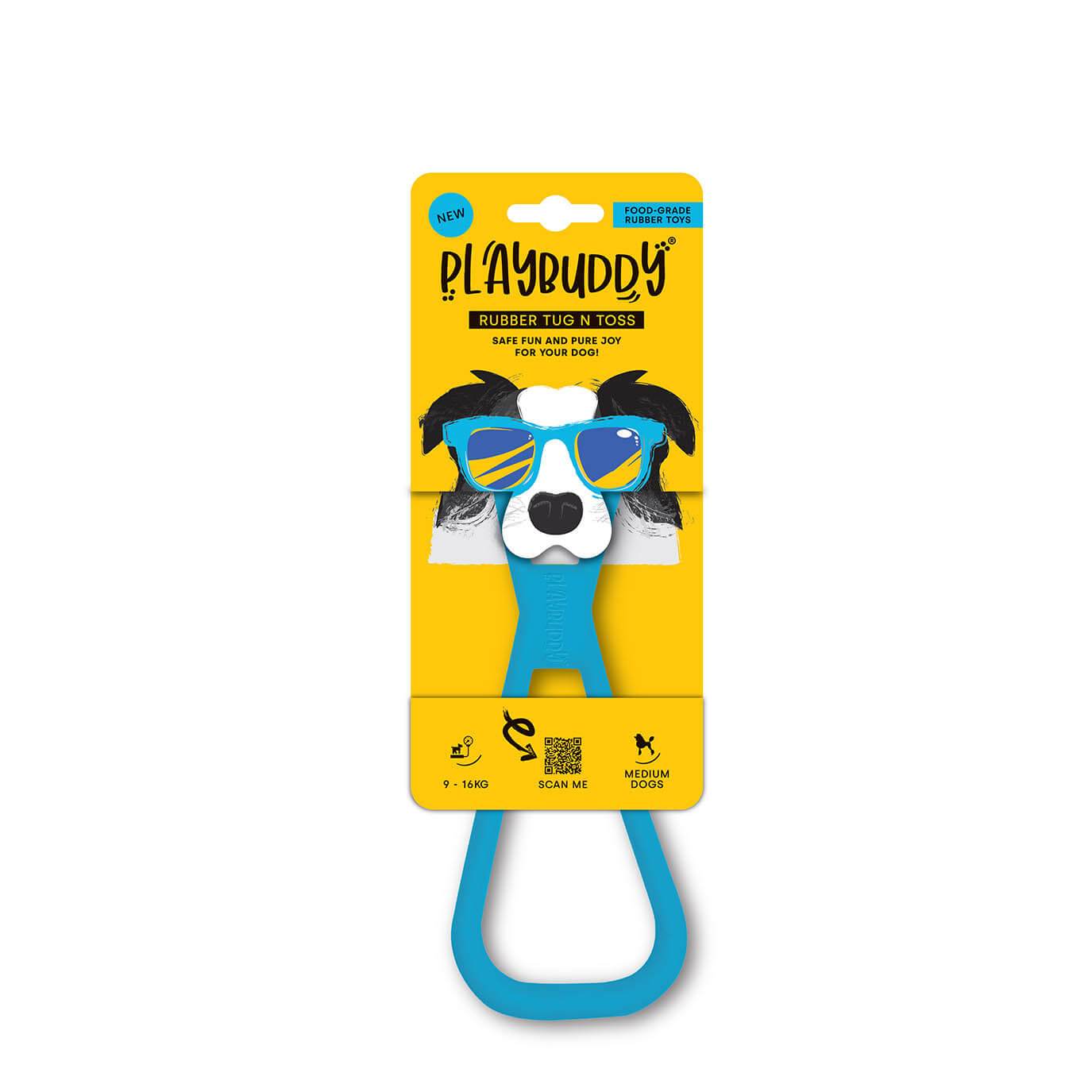 Playbuddy Tug and Toss Medium Blue Dog Toy - Petworld