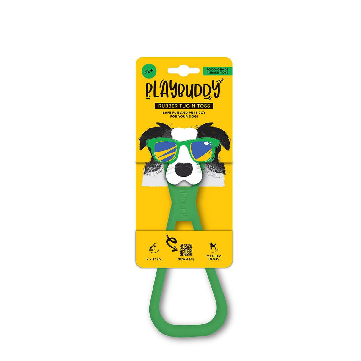 Playbuddy Tug and Toss Medium Green Dog Toy - Petworld