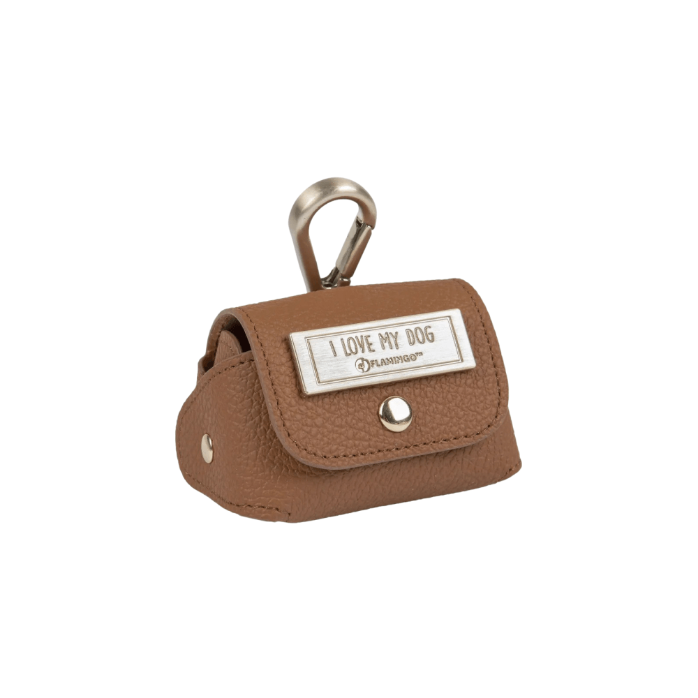 Flamingo Poop Bag Holder Quint Brown 8x6x8cm