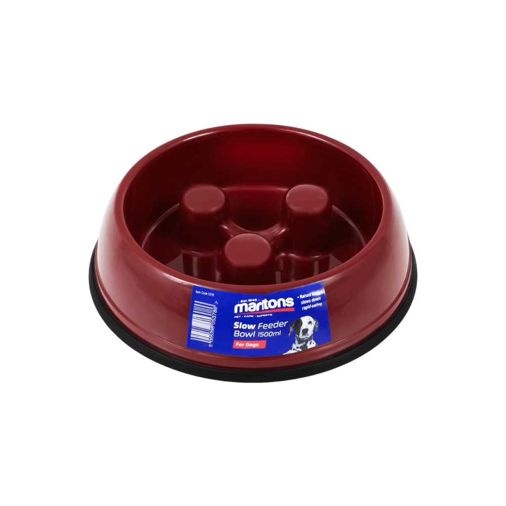 Marltons Slow Feeder Bowl Plastic Red 1500ml
