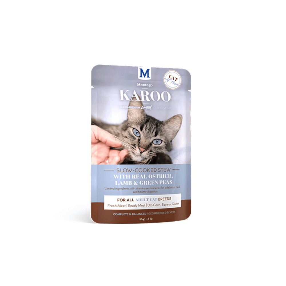 Montego Karoo Adult Ostrich & Peas Wet Cat Food 85g Single Pouch - Petworld