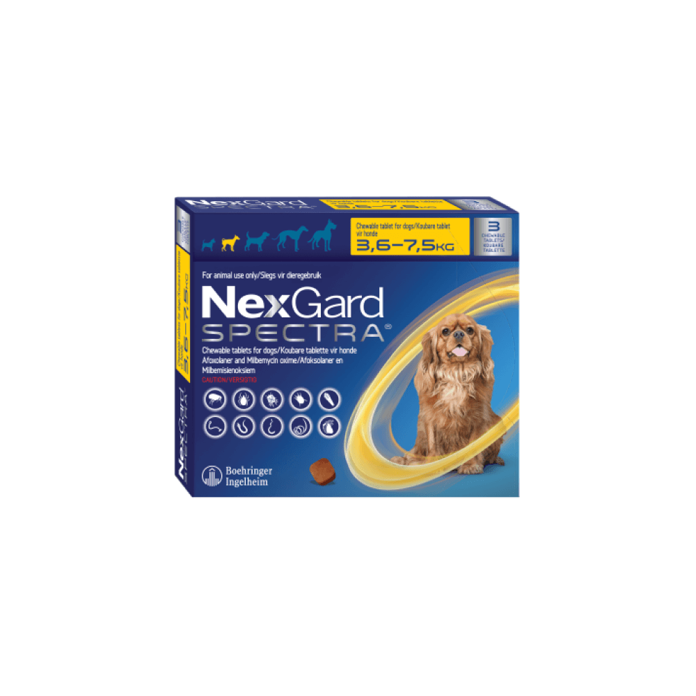 NexGard Spectra Small Dogs 3.6kg to 7.5kg Tick & Flea (Pack Of 3 Tablets)