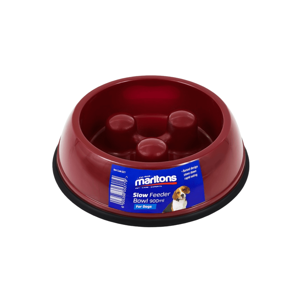 Marltons Slow Feeder Bowl Plastic Red 900ml