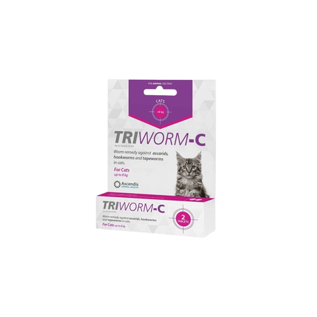 Triworm-C Cats 2 Tabs To 8kg Purple Single
