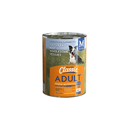 Montego Classic Dog Wet Food Adult Beef & Veg Canned 385g