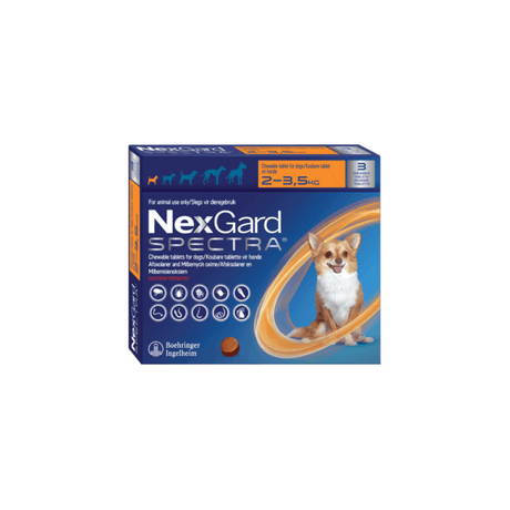 Nexgard Spectra XSmall Dogs 2kg to 3.5kgPack of 3