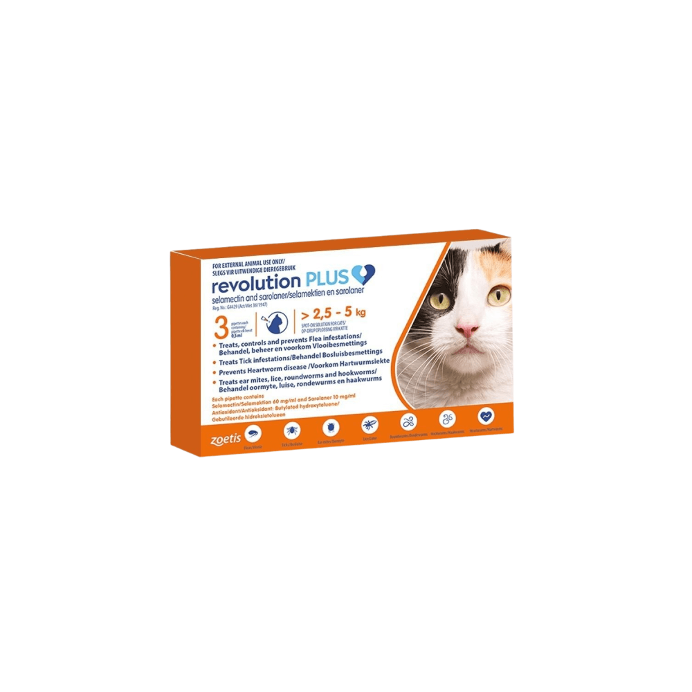 Revolution Plus Orange (2.6 to 5kg) Cat Tick & Flea Treatment Pack of 3