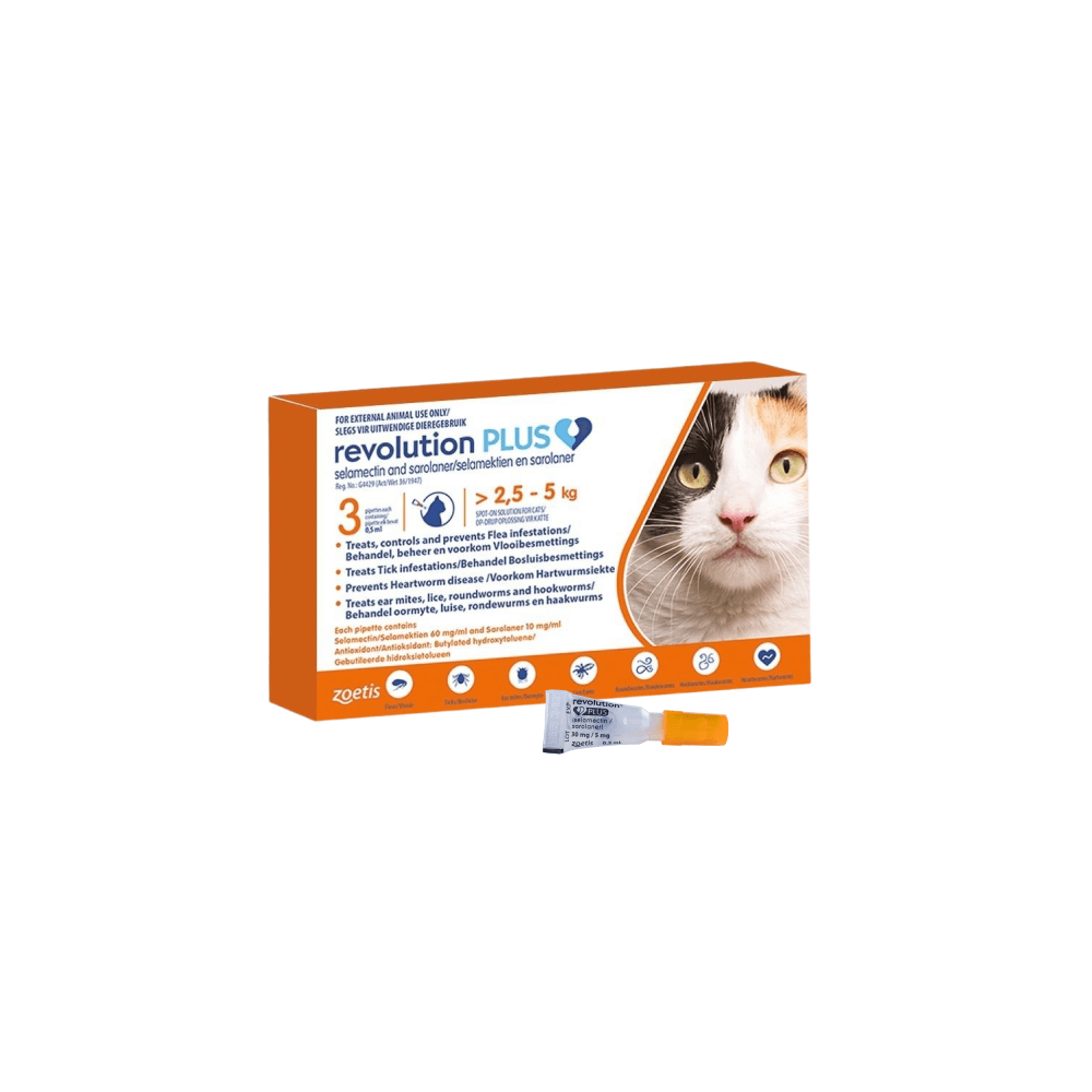 Revolution Plus (2.6 to 5kg) Orange Cat Tick & Flea Treatment Single