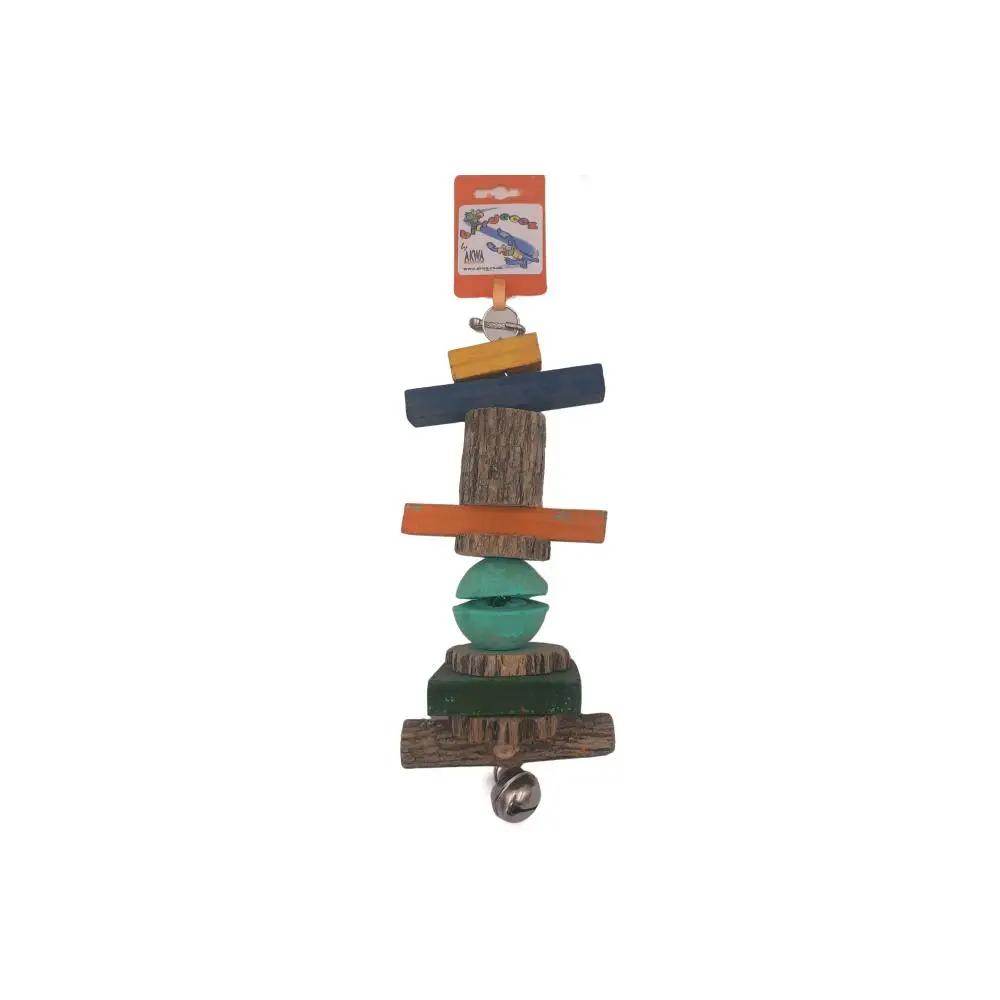Akwa Wood On Rop With Bell Large Bird Toys - Petworld