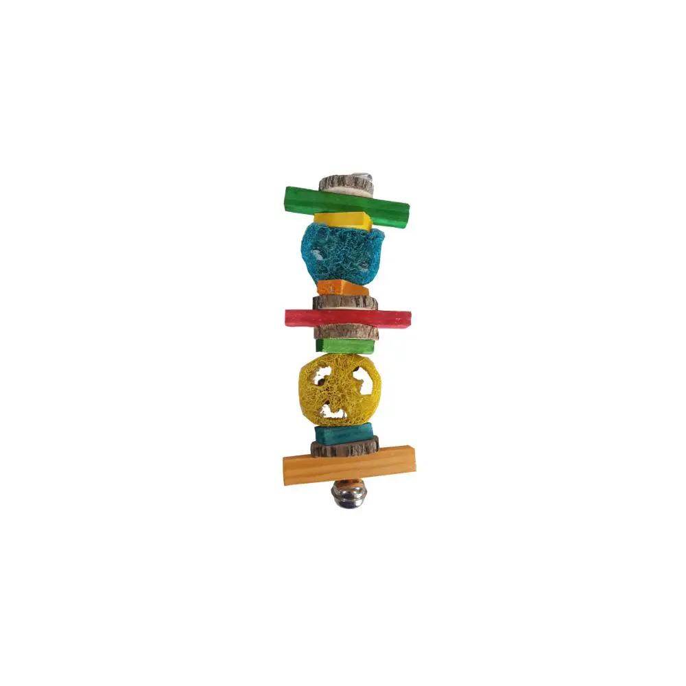 Akwa Loofah No2 Wood & Bell Parrot Bird Toy - Petworld