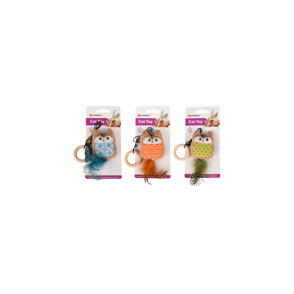 Flamingo Cat Toy Kirk Owl On A Rope Assorted