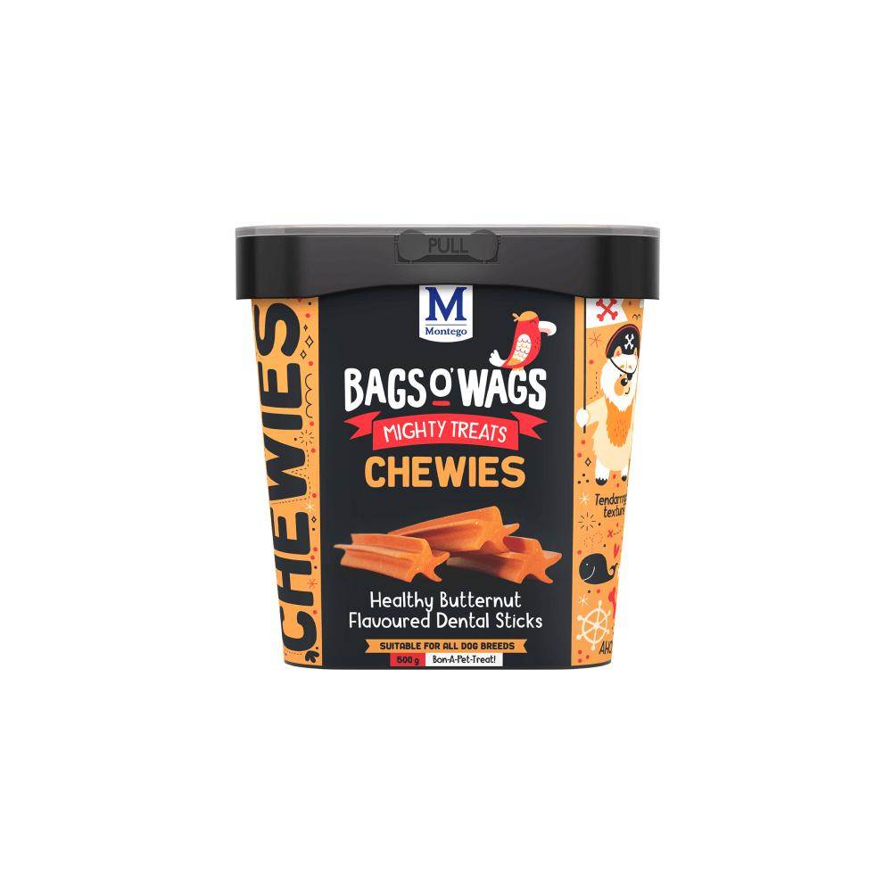 Bags O' Wags Chewies Dental Sticks Dog Treats 500g - Petworld