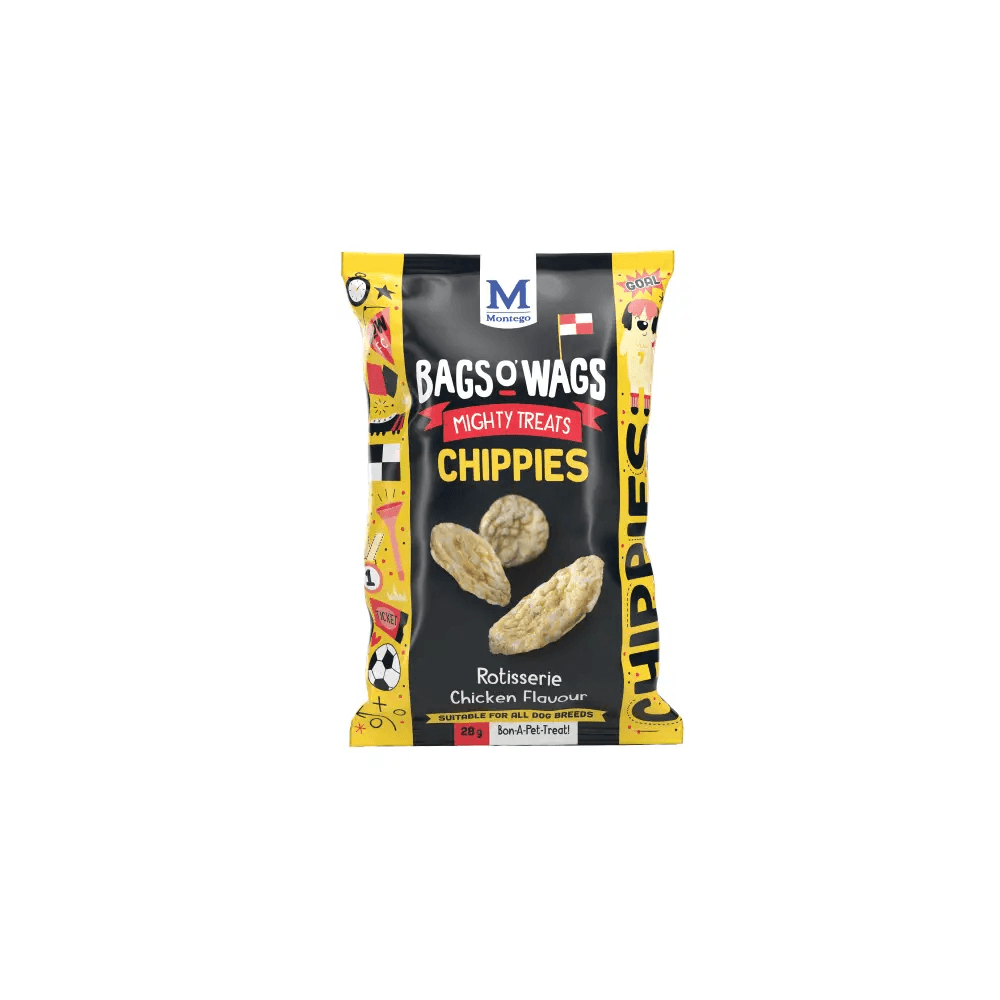 Bags O' Wags Chippies Adult Chewies Rotisserie Chicken Dog Treats 28g - Petworld