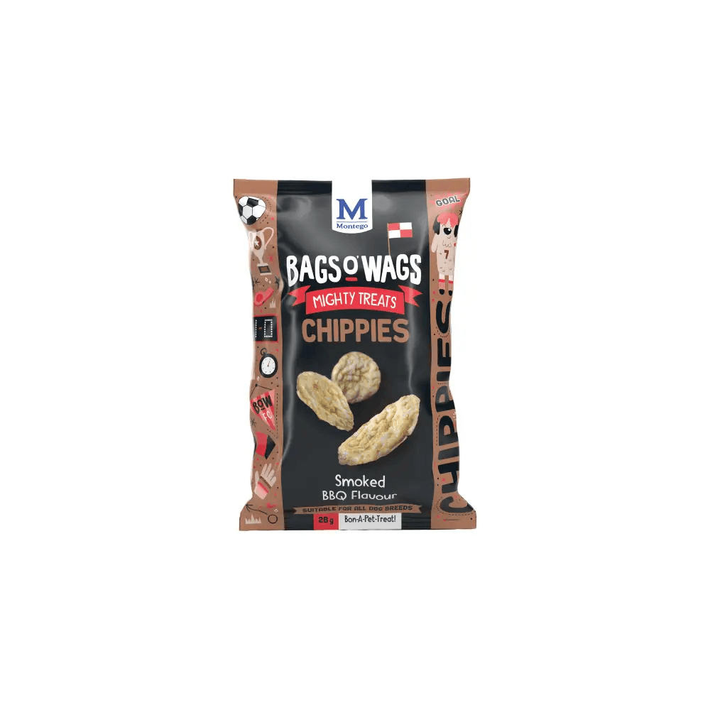 Bags O' Wags Chippies Adult Chewies Smoked BBQ Dog Treats 28g - Petworld
