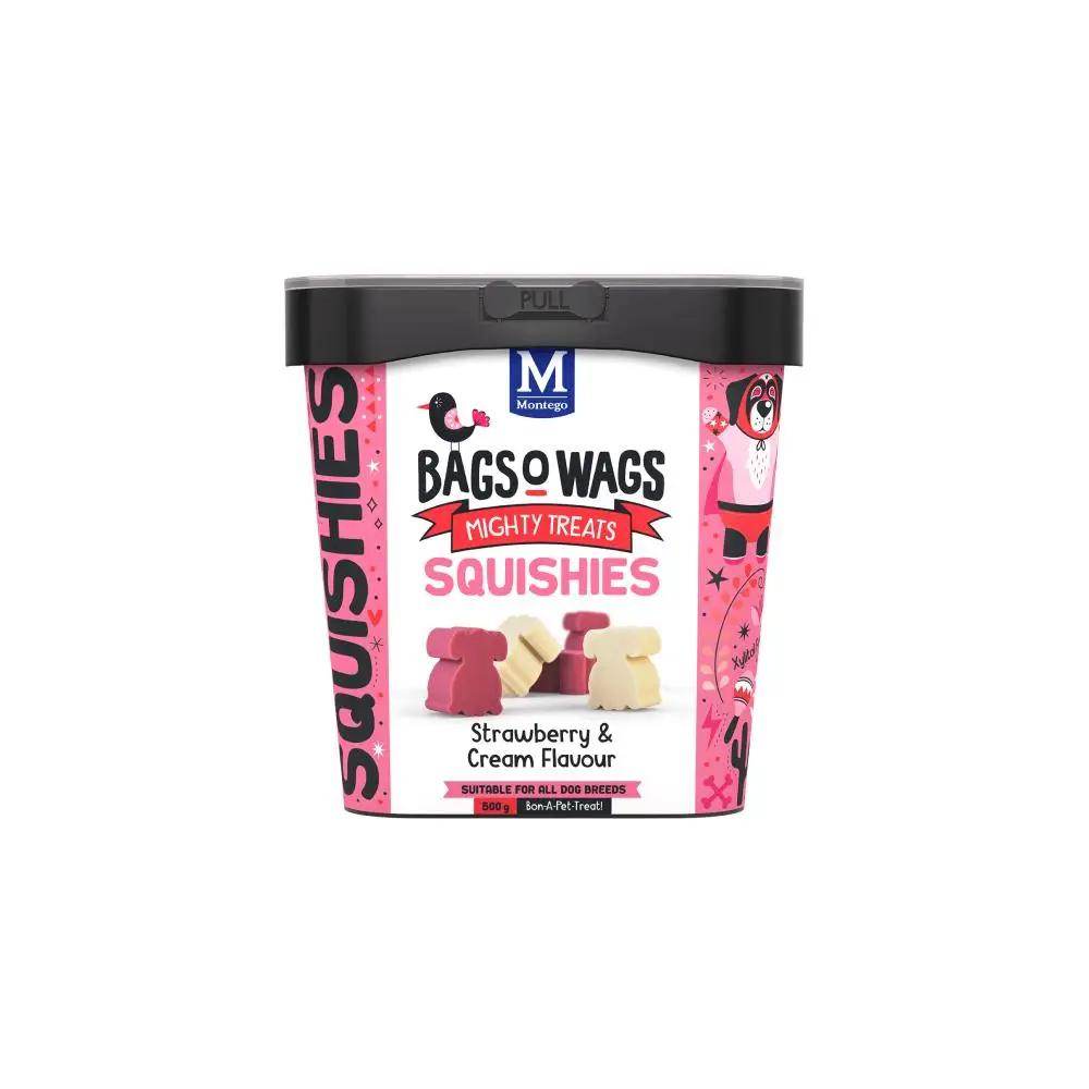 Bags O' Wags Squishies Strawberry & Cream Dog Treats 500g - Petworld