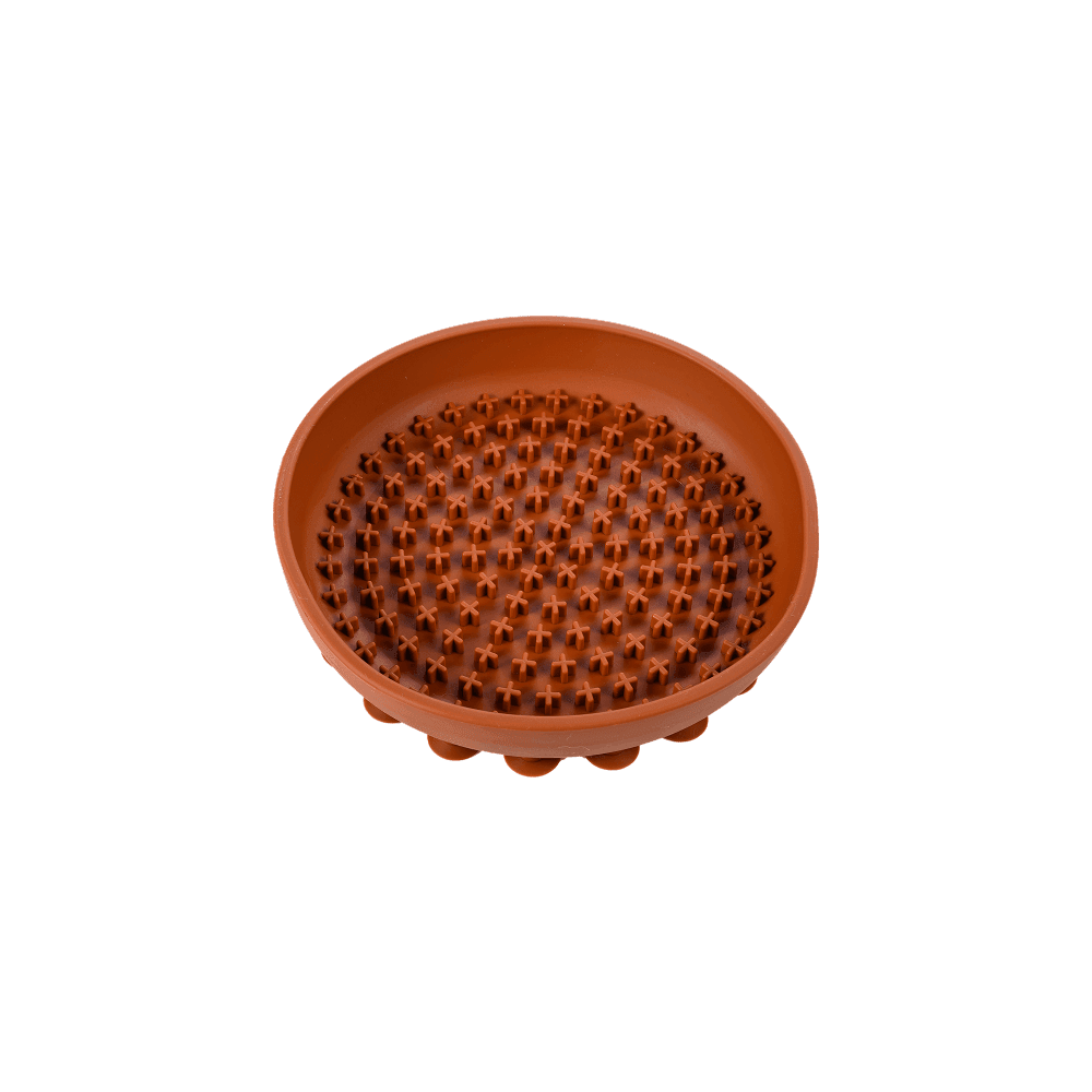 Dogs Life Lickalot Round Pluses Enrichment Bowl Brown - Petworld