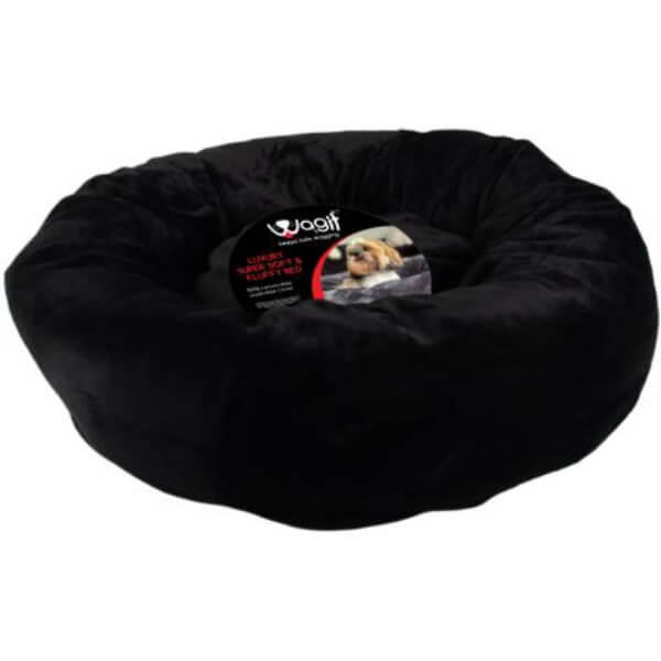 Petworld Mangolian Fleece Round Black Medium Dog Bed