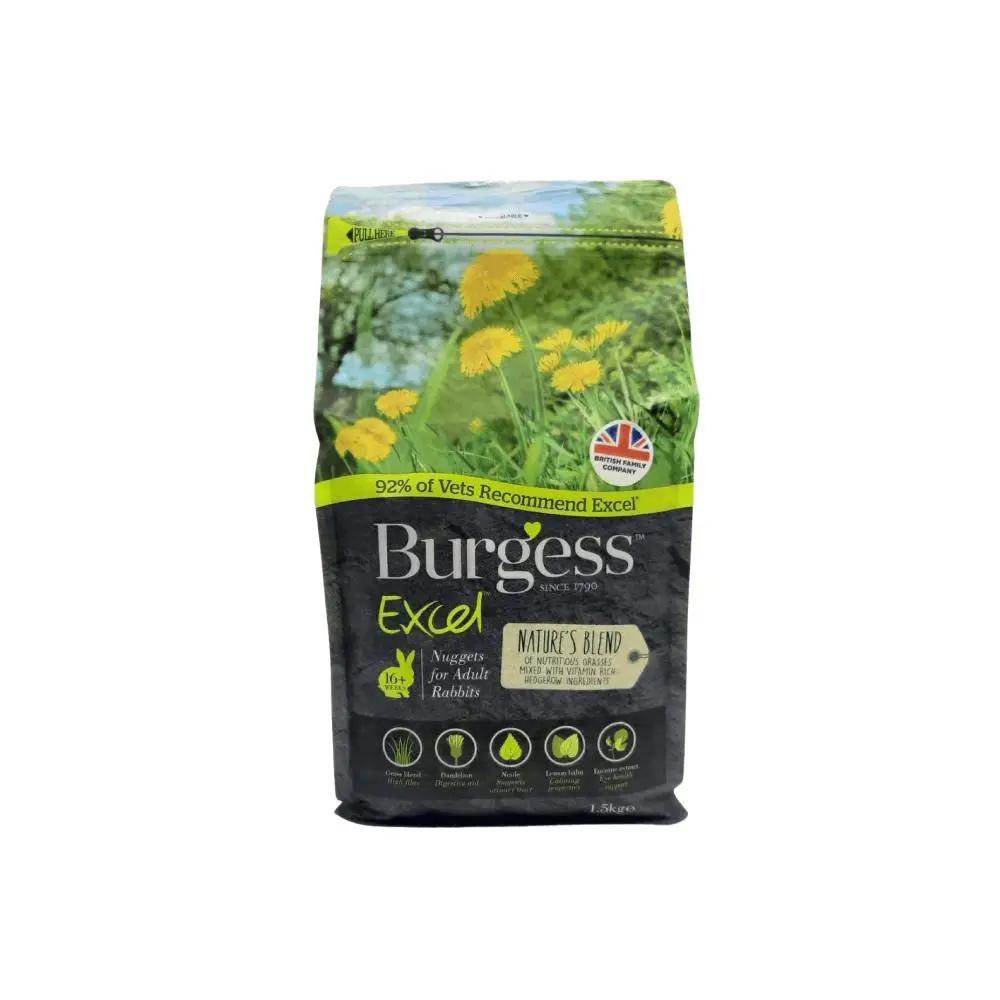 Burgess Excel Nature's Blend Adult Rabbit Nuggets With Hedgerow Herbs Small Animal Food1.5kg - Petworld