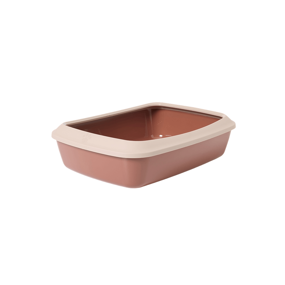 Savic Iriz Cat Litter Tray 42cm With Rim Champagne Pink/Tuscan Red