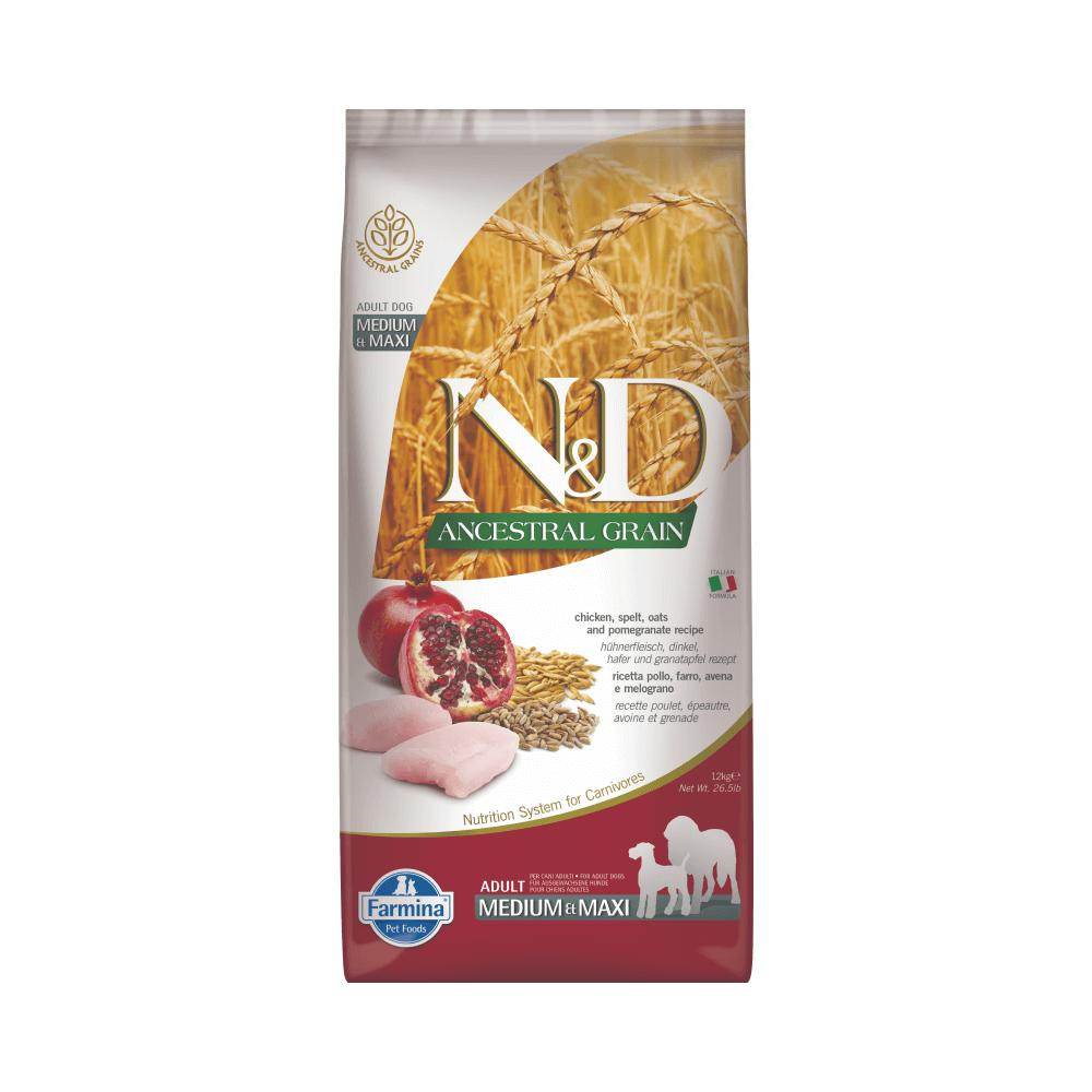 Farmina N&D Ancestral Grain Adult Chicken, Spelt, Oats & Pomegranate Dry Dog Food - Petworld