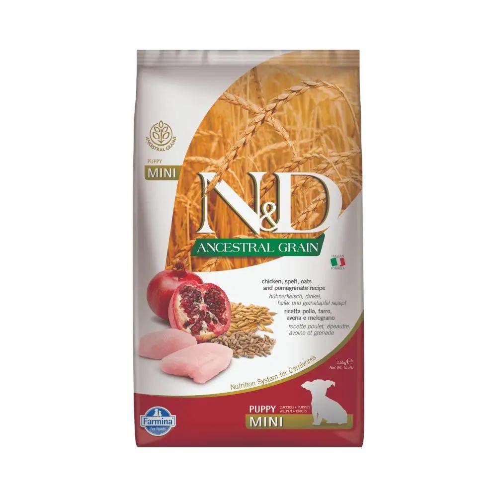 Farmina N&D Ancestral Grain Puppy Mini Breed Chicken, Spelt, Oats & Pomegranate Dry Dog Food - Petworld
