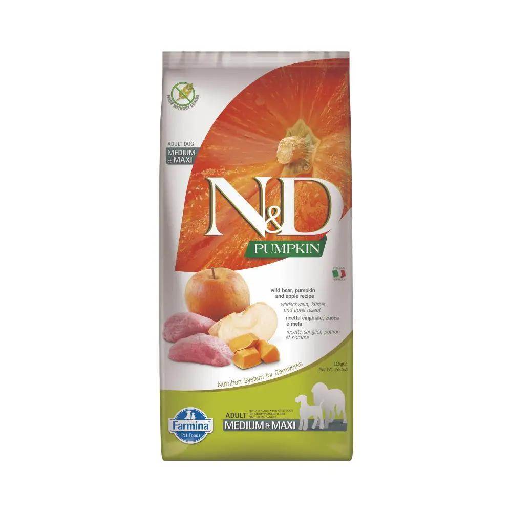 Farmina N&D Pumpkin Med/Max Breed Boar, Pumpkin & Apple Dry Dog Food 12kg - Petworld