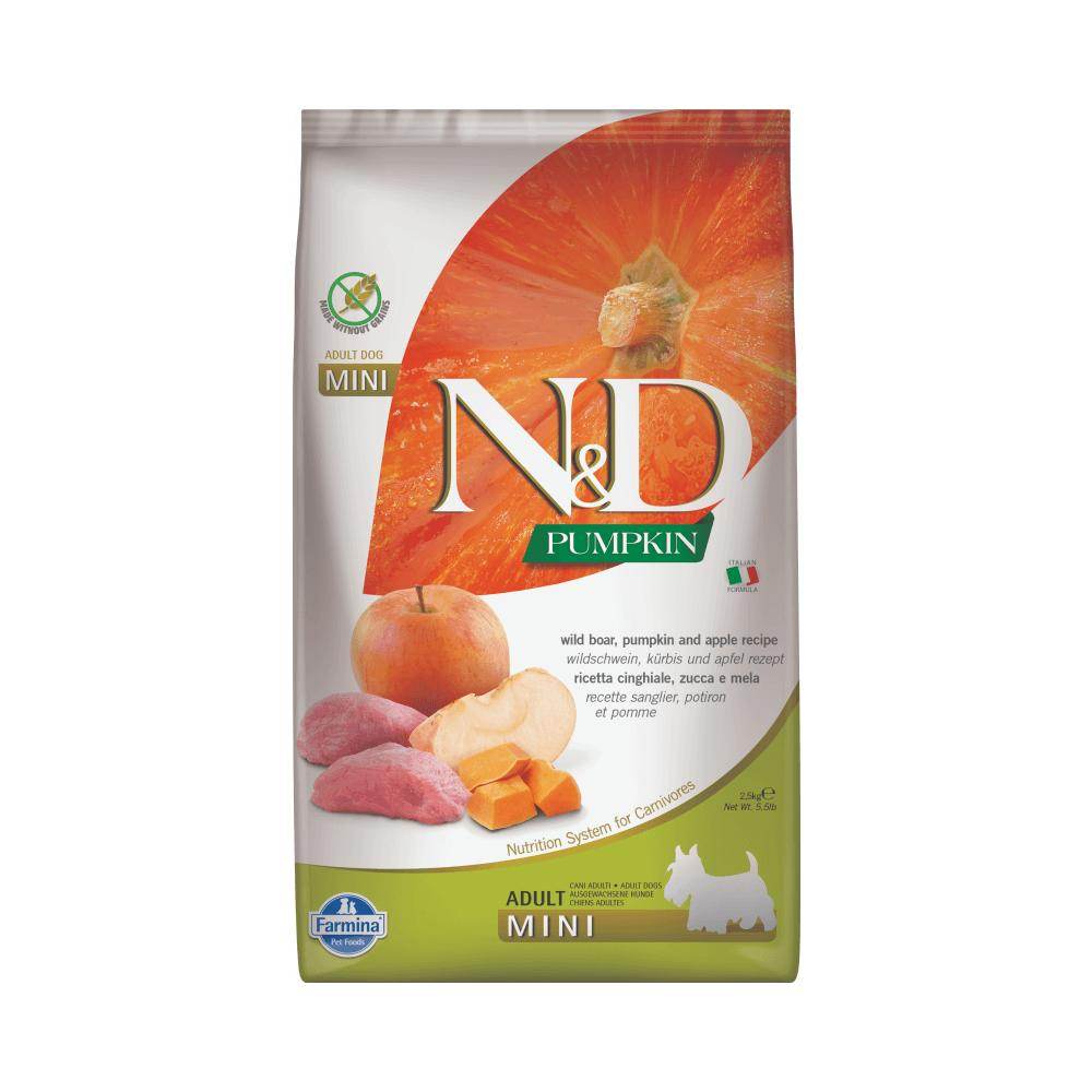 Farmina N&D Pumpkin Adult Mini Breed Boar, Pumpkin & Apple Dry Dog Food - Petworld