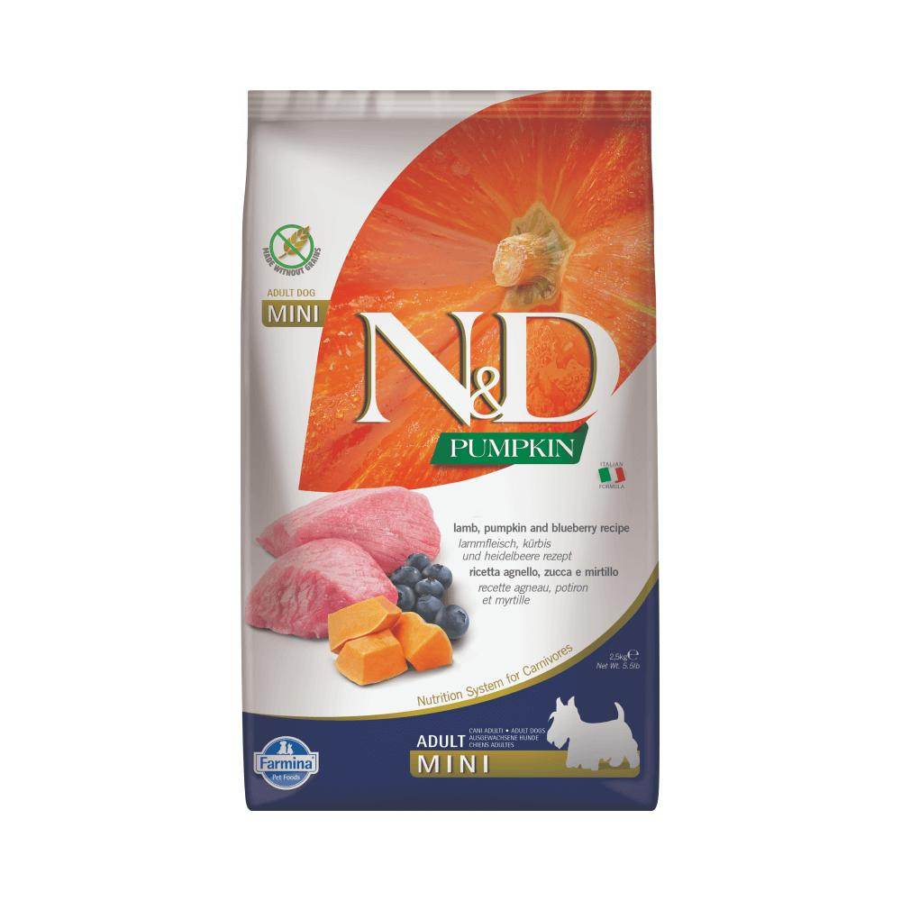 Farmina N&D Pumpkin Adult Mini Breed Lamb, Pumpkin & Blueberry Dry Dog Food - Petworld