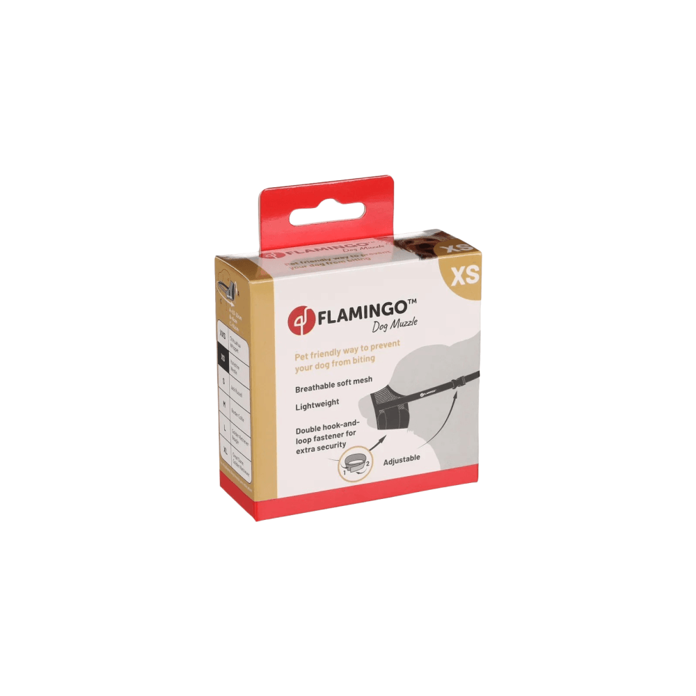 Flamingo Muzzle Rolo Black Xs Neck 31-51cm / Nose 13-15cm