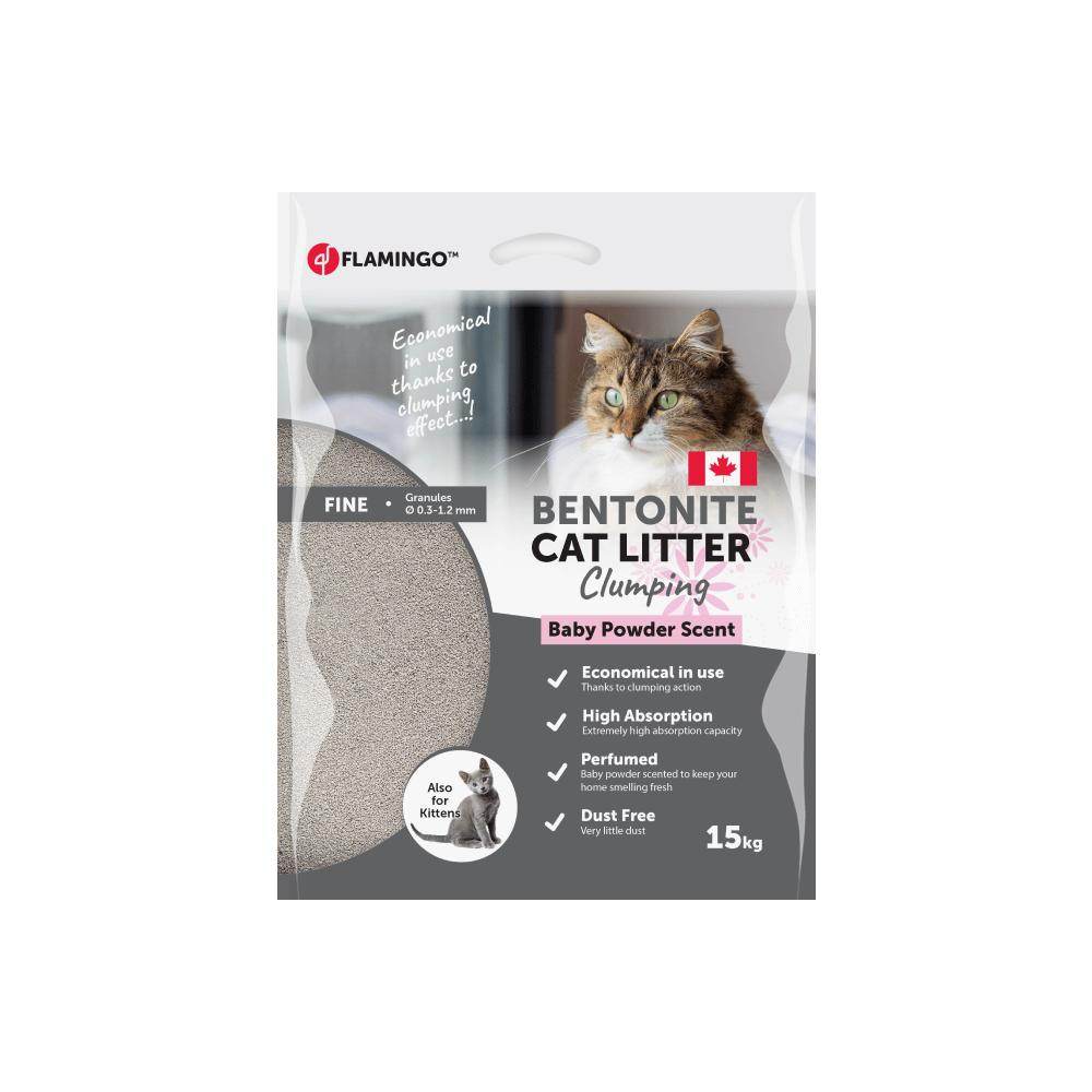 Flamingo Bentonite Baby Powder Scent Fine Cat Litter - Petworld
