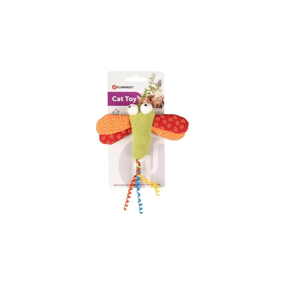 Flamingo Cat Toy Yowly Dragonfly With Curly Tails Multi 18cm - Petworld