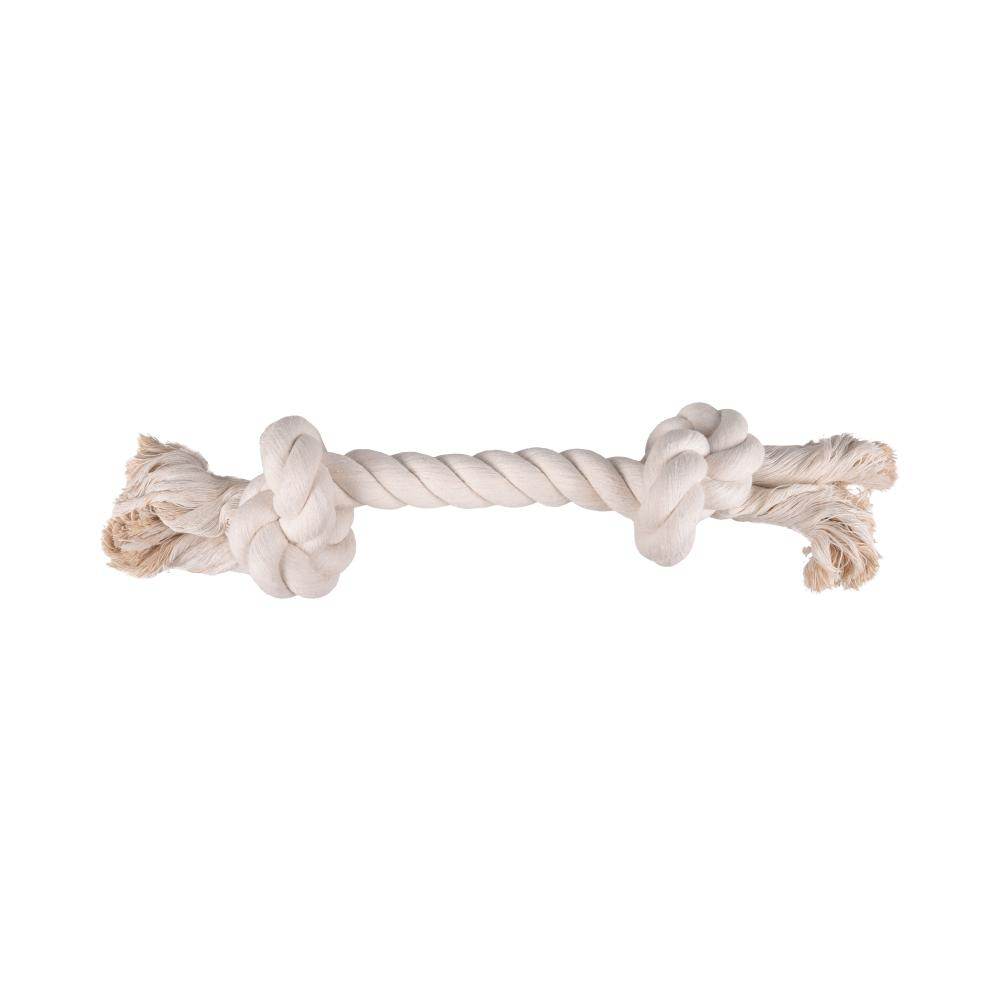 Flamingo Dog Toy Cotton Jack Playing Rope 2 Knots White - Petworld