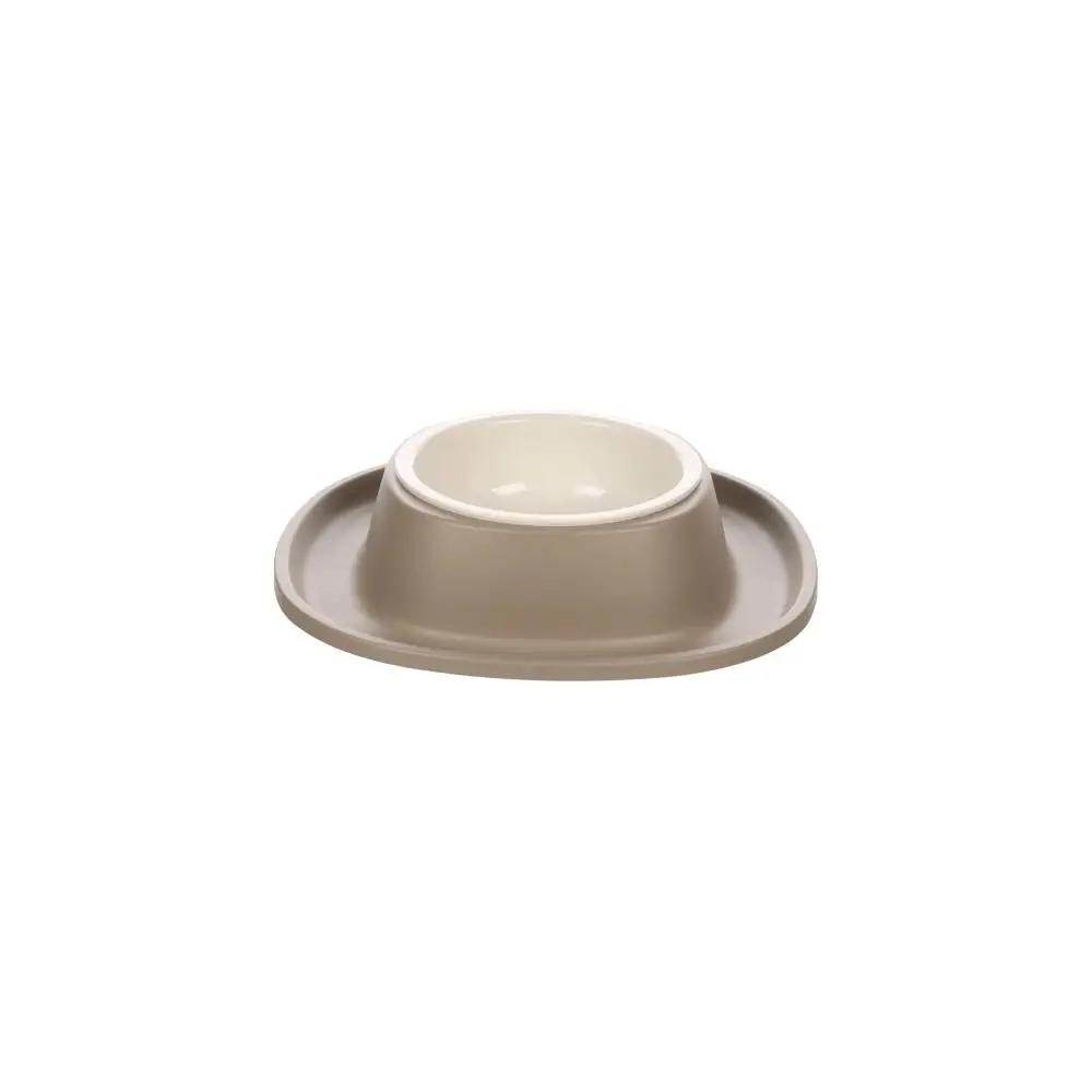 Flamingo Feeding And Drinking Bowl With Holder Ilko S Taupe 0.2L Dia 9.5cm 19.5X4.5cm - Petworld