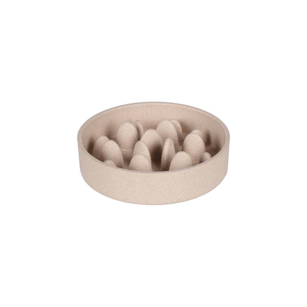 Flamingo Slow Feeder Greni Round Beige Dog Bowl 14,5cm/410ml - Petworld