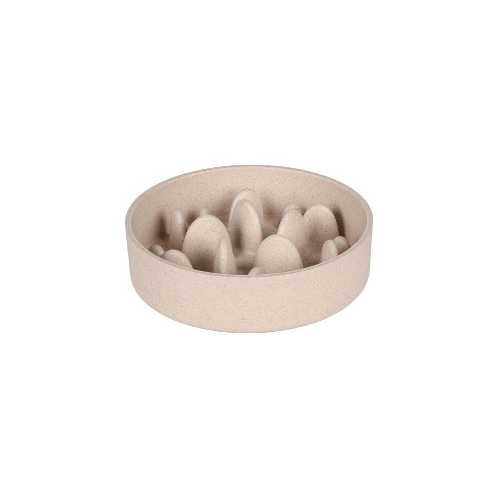 Flamingo Slow Feeder Greni Round Beige Dog Bowl 17,5cm/790ml - Petworld