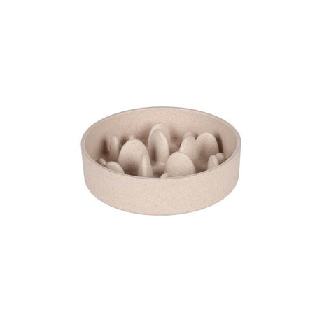Flamingo Slow Feeder Greni Round Beige Dog Bowl 17,5cm/790ml - Petworld