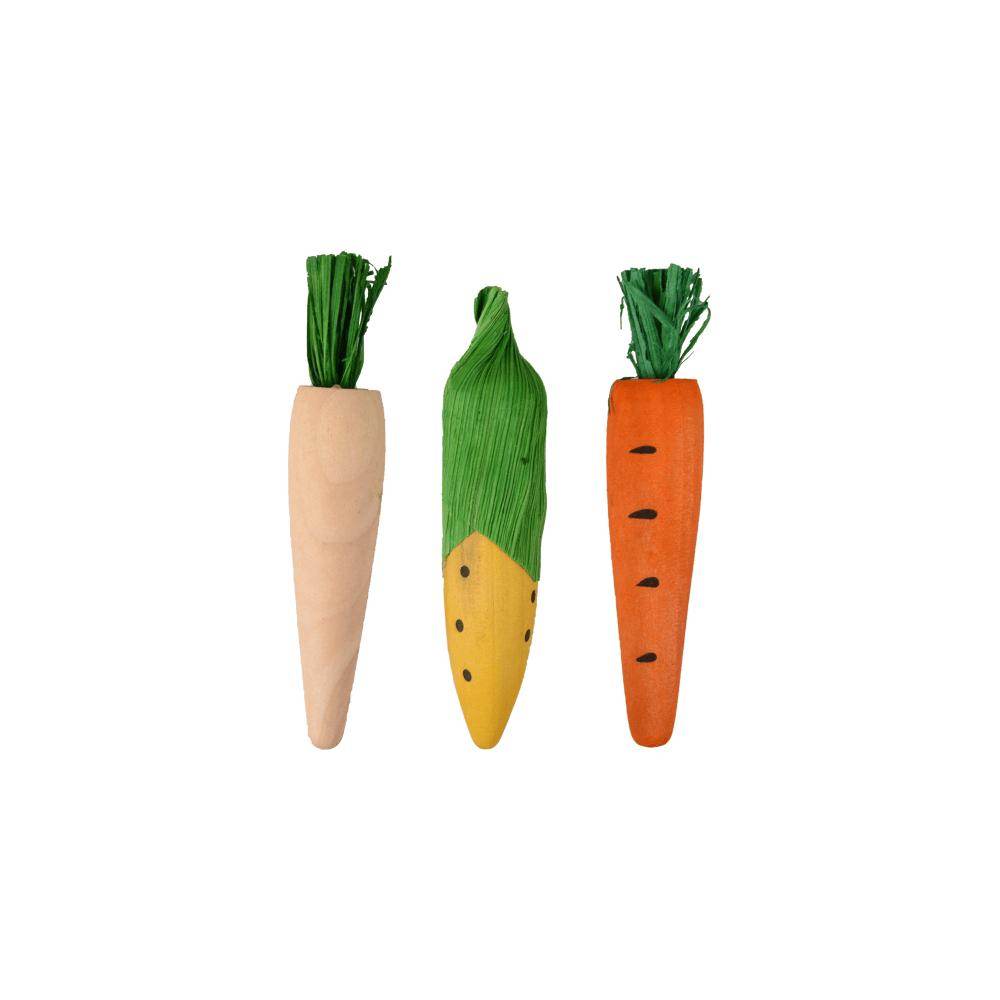 Flamingo Vikas Carrot Corn Yellow Nature Orange Small Animal Toy 3Pack (2 x 10cm) - Petworld