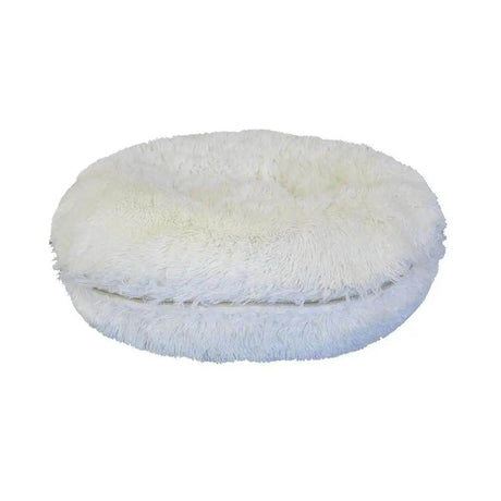 Jack & Vanilla Puff Round Plush White Dog Bed - Petworld