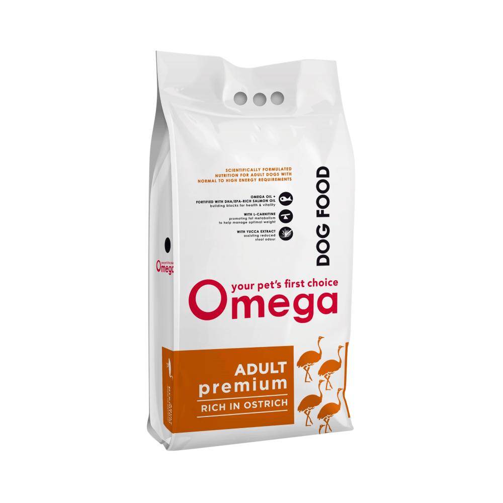 Omega Adult Premium Ostrich Dry Dog Food - Petworld