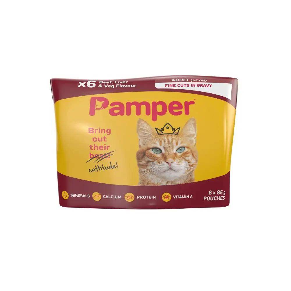 Pamper Beef Liver And Vegetable In Gravy 6x85g - Petworld