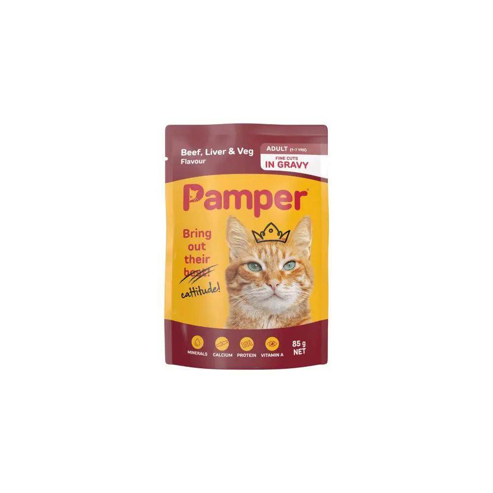 Pamper Fine Cuts Beef Liver & Vegetable Wet Cat Food 85g - Petworld