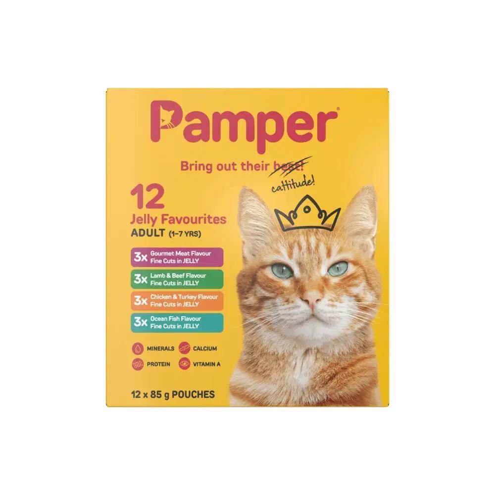 Pamper Fine Cuts Jelly Favorites Multi Pack Wet Cat Food 12x85g - Petworld