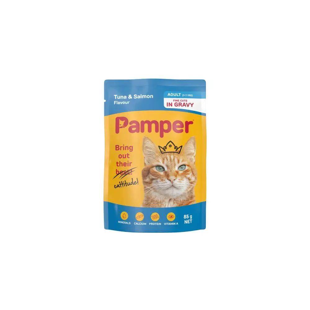 Pamper Fine Cuts Tuna And Salmon Wet Cat Food 85g - Petworld
