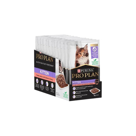 Purina Pro Plan Kitten Salmon in Gravy Wet Cat Food 12 x 85g Box - Petworld