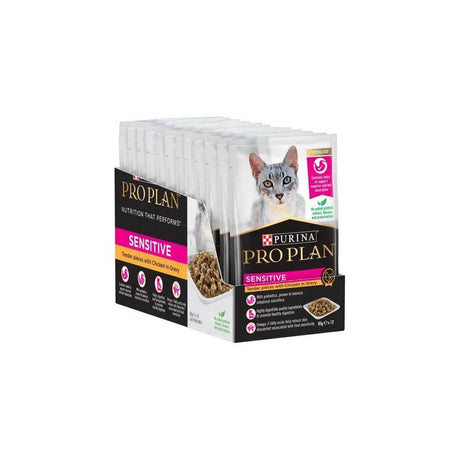 Purina Pro Plan Sensitive Chicken in Gravy Wet Cat Food 12 x 85g Box - Petworld