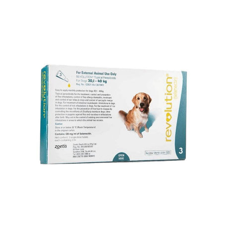 Revolution Green (20.1 to 40kg) Dogs Tick & Flea Treatment Pack of 3 - Petworld