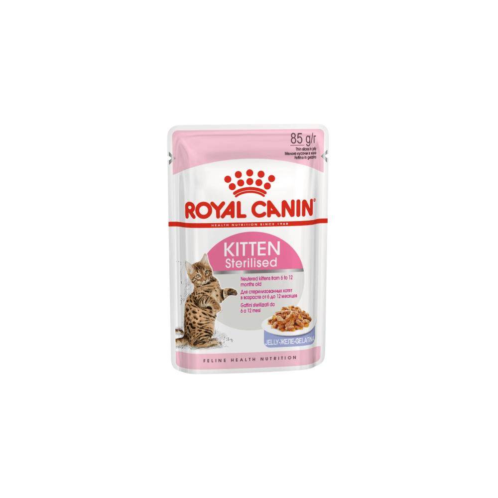 Royal Canin Feline Health Nutrition Kitten Sterilised in Jelly Wet Cat Food Single 85g - Petworld