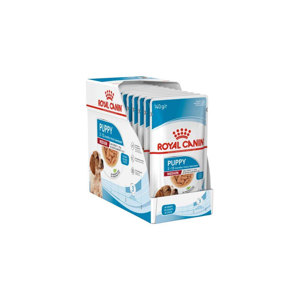 Royal Canin Size Health Nutrition Medium Puppy Wet Dog Food 140g Pack of 10 - Petworld